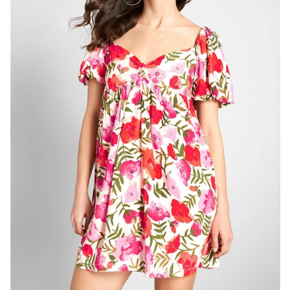 Wild Pony Floral Puff Sleeve Babydoll Dress